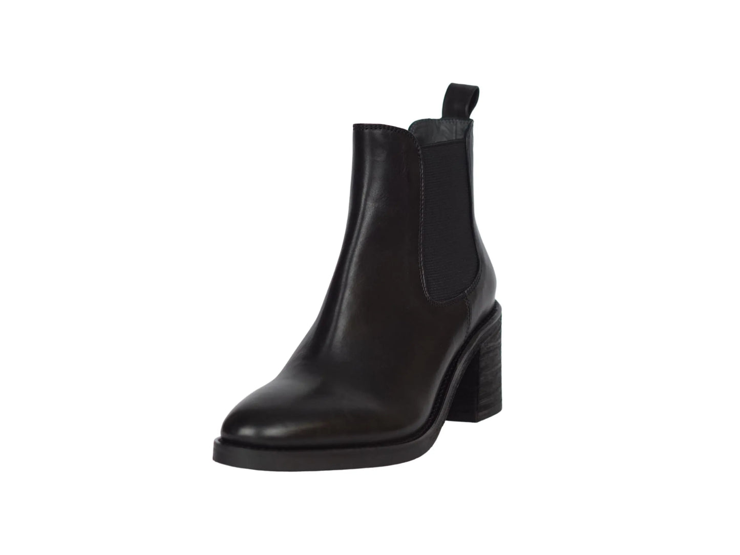 Stivaletto lonigro pelle nera elastici laterali tacco 8 cm