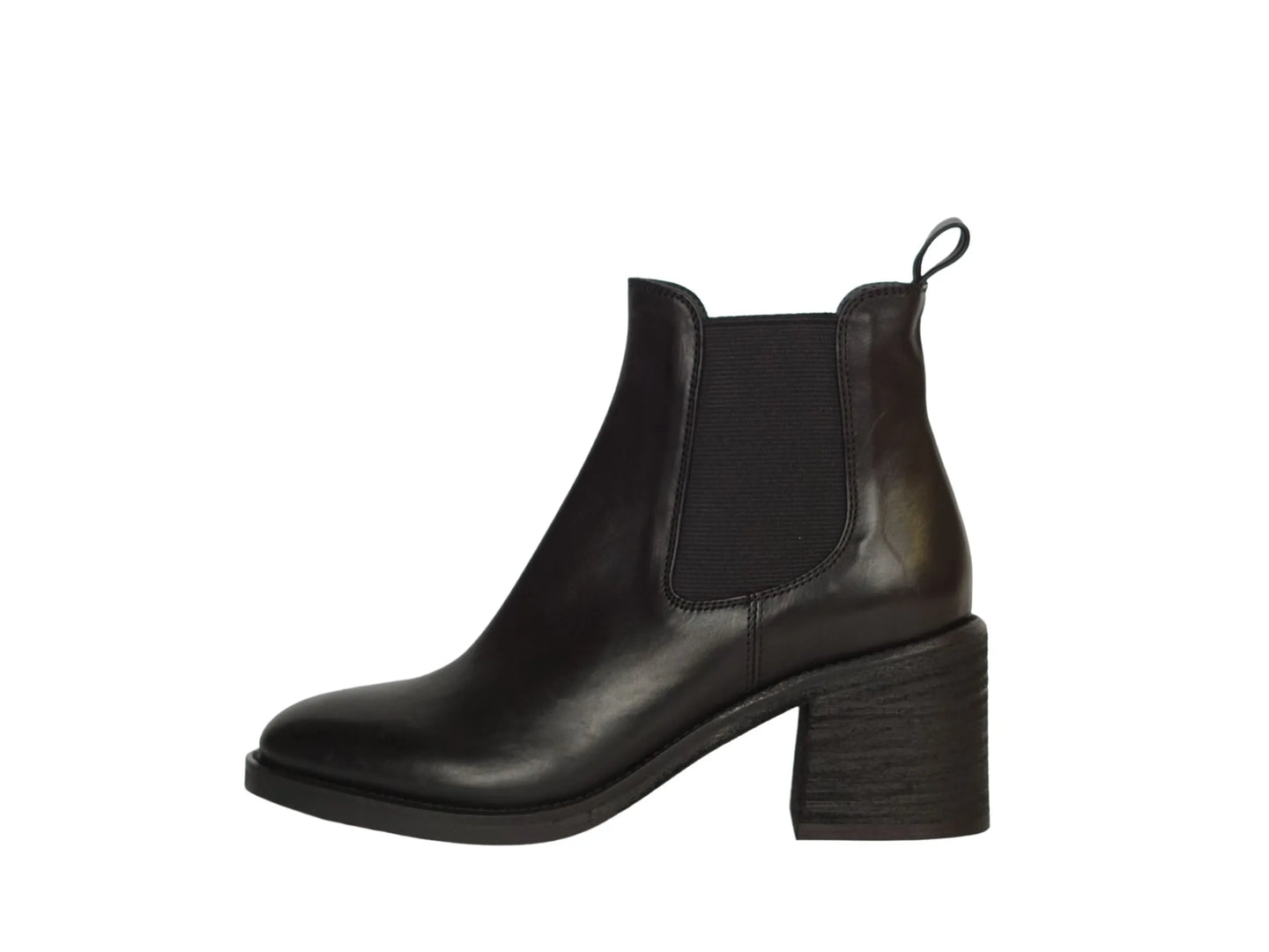 Stivaletto lonigro pelle nera elastici laterali tacco 8 cm