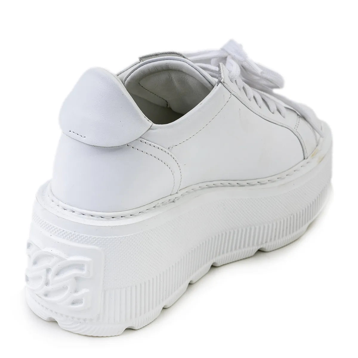 Casadei Sneakers pelle bianca zeppa 70mm