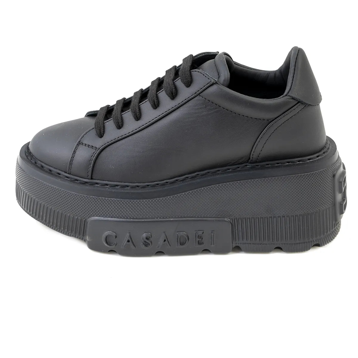 Casadei Sneakers pelle nera zeppa mm70