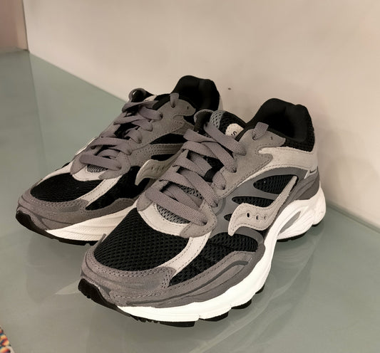 Sneakers SAUCONY in camoscio grigio chiaro/scuro, rete nera