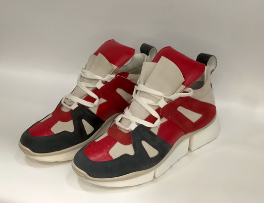 Sneakers LONIGRO in camoscio bianco/rosso/grigio