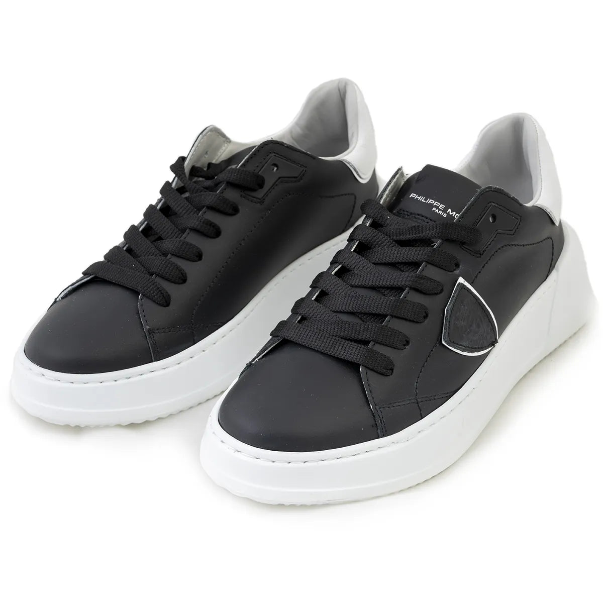 Sneakers Philippe Model pelle nera tallone bianco